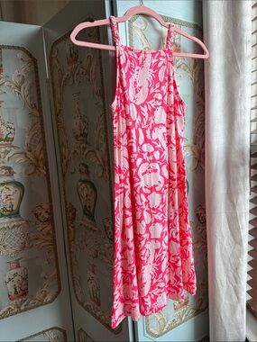 Lilly Pulitzer Pink & White Braided-Strap Midi Dress
